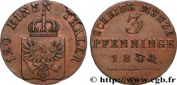 ALLEMAGNE - PRUSSE 3 Pfenninge Royaume de Prusse écu à l’aigle 1844 Düsseldorf