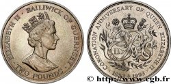 GUERNESEY 2 Pounds (Livres) 40e anniversaire du couronnement 1993  SPL