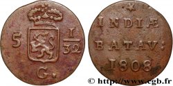NETHERLANDS INDIES 5 1/32 Gulden (1/2 Duit) écu couronné des Pays-Bas 1808 Enkhuizen