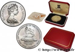 ASCENSION ISLAND 1 Crown Proof 25e anniversaire du couronnement : Elizabeth II / lion anglais et tortue marine 1978