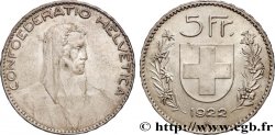 SWITZERLAND 5 Francs Berger 1922 Berne XF