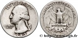 ÉTATS-UNIS D AMÉRIQUE 1/4 Dollar Georges Washington 1943 Philadelphie