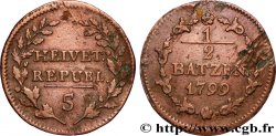 SUISSE - RÉPUBLIQUE HELVÉTIQUE 1/2 Batzen 1799 Berne