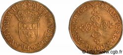 LOUIS XIII LE JUSTE Écu d or au soleil, à la croix anillée fleurdelisée 1630 Paris