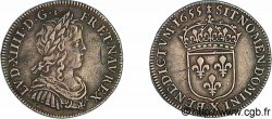 LOUIS XIV THE SUN KING Quart d écu d argent à la mèche longue 1655 Amiens