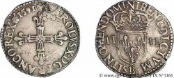 CHARLES X, CARDINAL DE BOURBON Quart d écu, croix de face 1591 Rouen