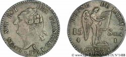 LOUIS XVI (MONARQUE CONSTITUTIONNEL) 15 sols dit au génie , type FRANÇOIS 1791 Limoges