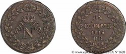 Un décime à l’N couronnée 1814 Strasbourg F.131/1