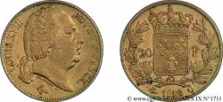 20 francs or Louis XVIII, tête nue 1816 Perpignan F.519/3