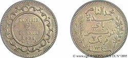 TUNISIE - PROTECTORAT FRANÇAIS - MOHAMED EL - NACEUR BEN MOHAMED 2 francs 1921 Paris