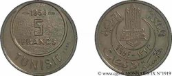 TUNISIE - PROTECTORAT FRANÇAIS - MOHAMED LAMINE Essai de 5 francs 1954 Monnaie de Paris