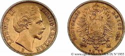 ALLEMAGNE - ROYAUME DE BAVIÈRE - LOUIS II 20 marks or, 1er type 1873 Münich