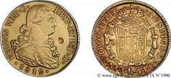 CHILI - FERDINAND VII 8 escudos en or, contremarqué ZC 1812 S°, Santiago