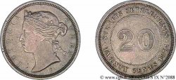 MALAISIE - ÉTABLISSEMENTS DES DÉTROITS - VICTORIA 20 cents 1874 Birmingham XF