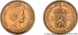 PAYS-BAS - ROYAUME DES PAYS-BAS - WILHELMINE 5 guldens or ou 5 florins 1912 Utrecht