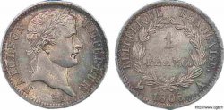 1 franc Napoléon Ier tête laurée, République française 1808 Paris F.204/2 fST
