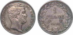 1 franc Louis-Philippe, tête nue 1831 Lille F.209/12