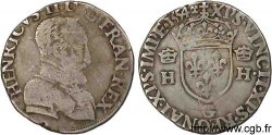 HENRI II Demi-teston à la tête nue, 1er type 1554 Poitiers