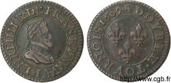 HENRI IV LE GRAND Double tournois, 1er type de Paris (légende française) 1609 Paris, Moulin des Étuves