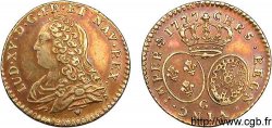 LOUIS XV DIT LE BIEN AIMÉ Demi-louis d or aux écus ovales, buste habillé 1727 Poitiers