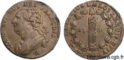 LOUIS XVI (MONARQUE CONSTITUTIONNEL) 12 deniers dit au faisceau , type FRANÇOIS 1791 Paris, Monnaie du Louvre