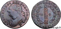 LOUIS XVI 12 deniers dit au faisceau , type FRANÇOIS 1792 Perpignan