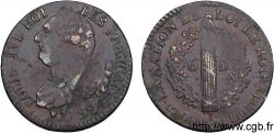 LOUIS XVI 6 deniers dit au faisceau , type FRANÇAIS 1792 Strasbourg