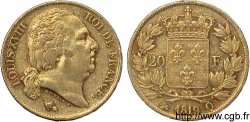 20 francs or Louis XVIII, tête nue 1819 Perpignan F.519/16