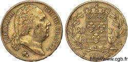 20 francs or Louis XVIII, tête nue 1824 Lille F.519/34