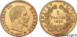 5 francs or Napoléon III tête nue, grand module 1860 Paris F.501/10