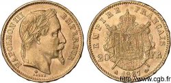 20 francs or Napoléon III tête laurée 1867 Paris F.532/15