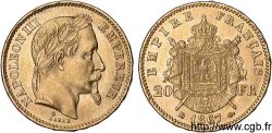 20 francs or Napoléon III tête laurée 1867 Strasbourg F.532/16