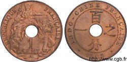 TROISIÈME RÉPUBLIQUE - INDOCHINE FRANÇAISE 1 centième (sapèque) 1909 Paris SPL