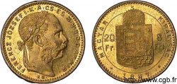 HUNGRÍA - REINO DE HUNGRÍA - FRANCISCO JOSÉ I 20 francs or ou 8 forint, 2e type 1887 Kremnitz