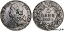ITALIEN - KIRCHENSTAAT - PIE IX. Giovanni Maria Mastai Ferretti) 5 lires 1870 Rome