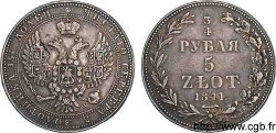 POLOGNE - ROYAUME DE POLOGNE - NICOLAS Ier 5 zlote ou 3/4 rouble 1841 Varsovie