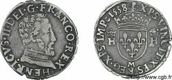HENRI II Demi-teston à la tête nue, 5e type 1558 Toulouse