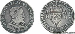 HENRI II Demi-teston à la tête nue, 1er type 1555 Lyon