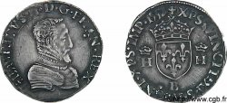 HENRI II Demi-teston à la tête nue, 1er type 1557 Rouen