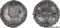 CHARLES IX Demi-teston, 2e type 1562 La Rochelle