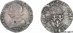 HENRI III. MONNAYAGE AU NOM DE CHARLES IX Demi-teston, 2e type 1575 (MDLXXV) Rennes