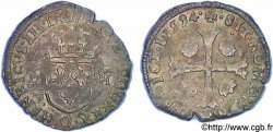 LA LIGUE. MONNAYAGE AU NOM D HENRI III Douzain aux deux H, 1er type 1594 Narbonne