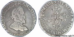 HENRI IV LE GRAND Demi-franc, type de Rouen 1606 Rouen