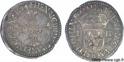 HENRI IV LE GRAND Quart d écu, croix feuillue de face 1594 Rouen