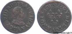 LOUIS XIII Double tournois au petit buste enfantin, col plat 1611 Paris, Moulin du Louvre