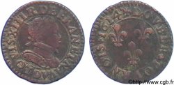 LOUIS XIII LE JUSTE Double tournois au petit buste enfantin col plat, de Lyon 1614 Lyon