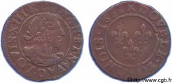 LOUIS XIII LE JUSTE Double tournois, buste viril barbu et drapé, de Lyon 1631 Lyon