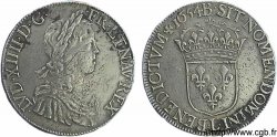 LOUIS XIV  THE SUN KING  Écu à la mèche longue 1654 Bayonne XF