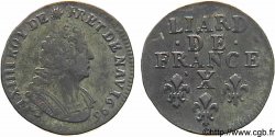 LOUIS XIV LE GRAND OU LE ROI SOLEIL Liard, 3e type, buste âgé 1696 Amiens