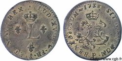 LOUIS XV DIT LE BIEN AIMÉ Double sol de billon 1738 Dijon